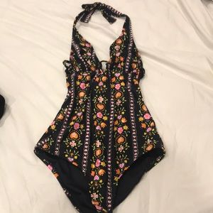 Paisley cutout one piece bikini